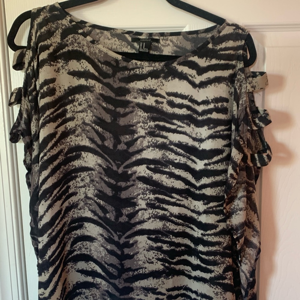 Zebra print Blouse with Cut Outs